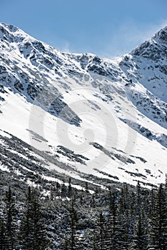 Tatra mountains in Slovakia covered with snow