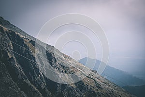 Tatra mountains in Slovakia covered with snow - vintage film eff