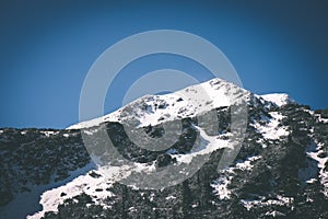 Tatra mountains in Slovakia covered with snow - vintage film eff