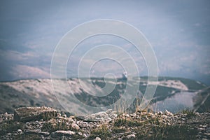 Tatra mountains in Slovakia covered with clouds - vintage film e