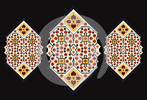 tatreez ornament, traditional Palestinian embroidery pattern. Embroidery vector Tatreez template , Palestinian fashion neck