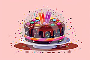 tatsy chocolate birthday cake with confetti AI generated