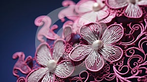 Tatted lacework flowers handcraft closeup. Generative ai photo
