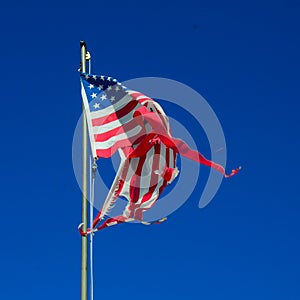 Torn American flag