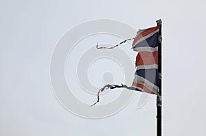 Tattered UK Union Jack flag