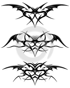 Continuar tatuaje. un conjunto compuesto por negro ilustraciones de volador alas 