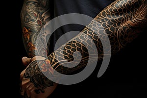 Tattoo on the arm of a yakuza