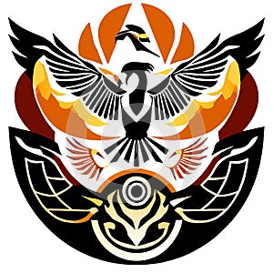 Tattoo design with eagle and eagle wings, vector illustration. Generative AI