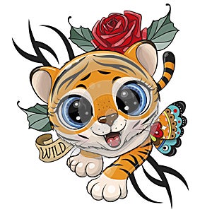 Tattoo Design Tiger is creeping up photo