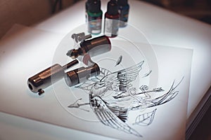 Tattoo equipment and scetch
