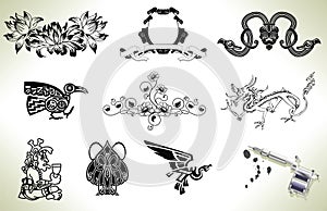 Tattoo flash design elements