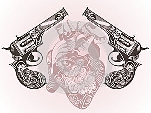Tattoo guns with heart
