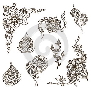 Tattoo henna element set