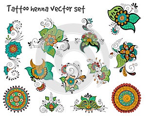 Tattoo henna element set