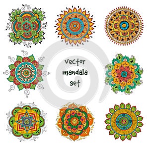 Tattoo henna mandala set