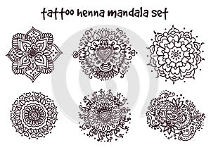 Tattoo henna mandala set