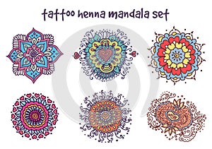 Tattoo henna mandala set