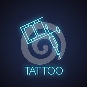 Tattoo machine neon light icon