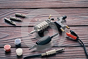 Tattoo machine, tools and supplies