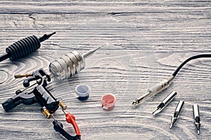 Tattoo machine, tools and supplies