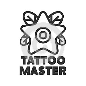 Tattoo master studio salon vector star flower icon template