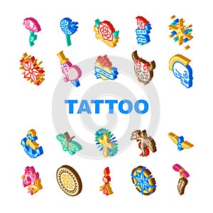 tattoo retro vintage icons set vector