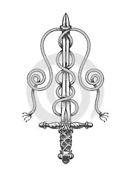Rising Sword in Ropes Morale Symbol Tattoo photo