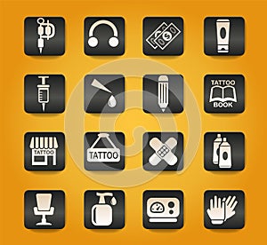tattoo salon icon set