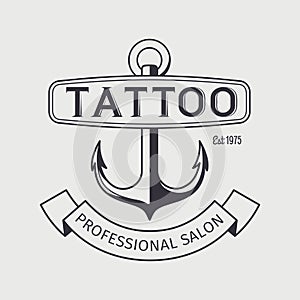 Tattoo salon logo template with anchor