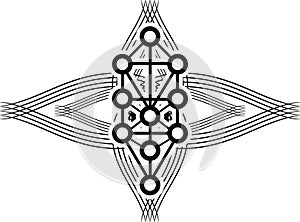 Tattoo with Sephiroth tree in black isolated