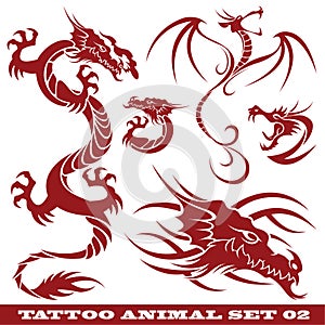 Tattoo set Dragons