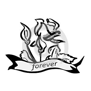 Tattoo studio emblems with professional equipment flowers and leaves anchor skull swallows isolated vector illustration