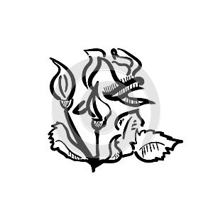 Tattoo studio emblems with professional equipment flowers and leaves anchor skull swallows isolated vector illustration