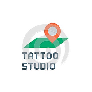 Tattoo studio, location, map icon. Simple color vector elements of tattooing icons for ui and ux, website or mobile application