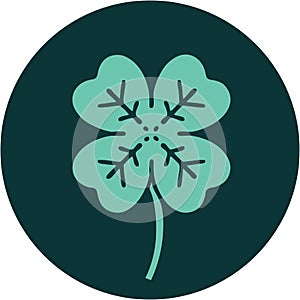 tattoo style icon of a 4 leaf clover