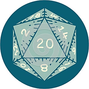tattoo style icon of a d20 dice