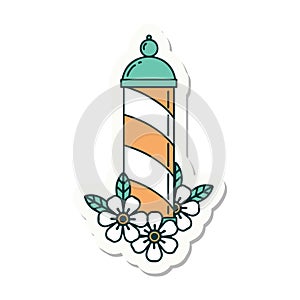 tattoo style sticker of a barbers pole