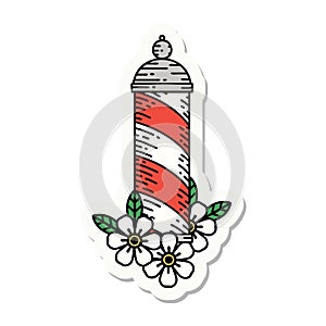 tattoo style sticker of a barbers pole