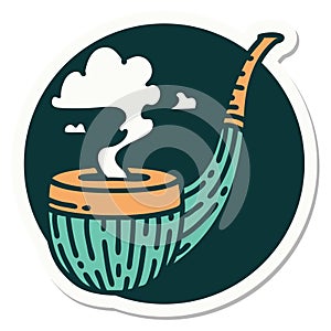 tattoo style sticker of a smokers pipe