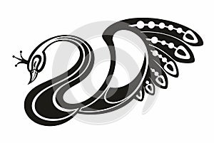 Tattoo Swan bird design. Black and white swan design. Vector illustration