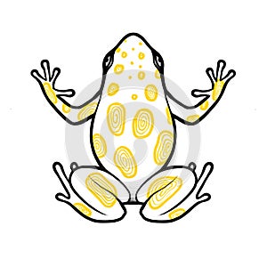 Tattoo yellow linework frog