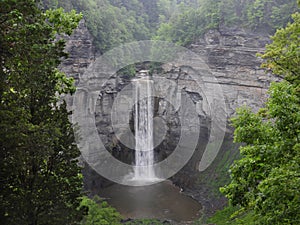 Taugannock Falls in a misty spring rain storm