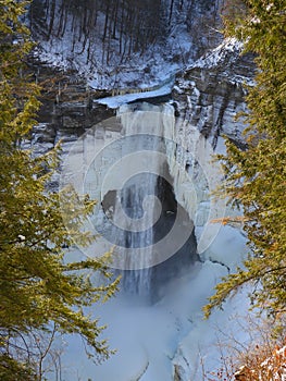 Taughannock Falls trail view in Winter