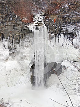 Taughannock Falls covered in winter snow photo