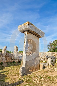 Taula megalithic monument in Torralba den Salord, Menorca, Spain