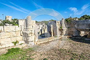 Taula - megalithic ruins. Talaiot de Dalt near Mahon town, Minorca
