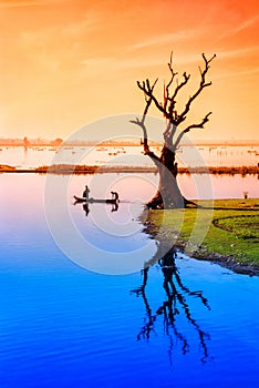 Taungthaman Lake near Amarapura. photo