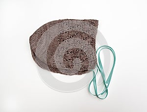 Taupe knit baby bonnet