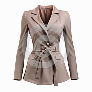 Taupe Women\'s Fashion Belted Jacket - Daz3d Style