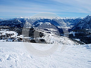 Tauplitz Alm in Styria on a beautiful winter day - ski slope